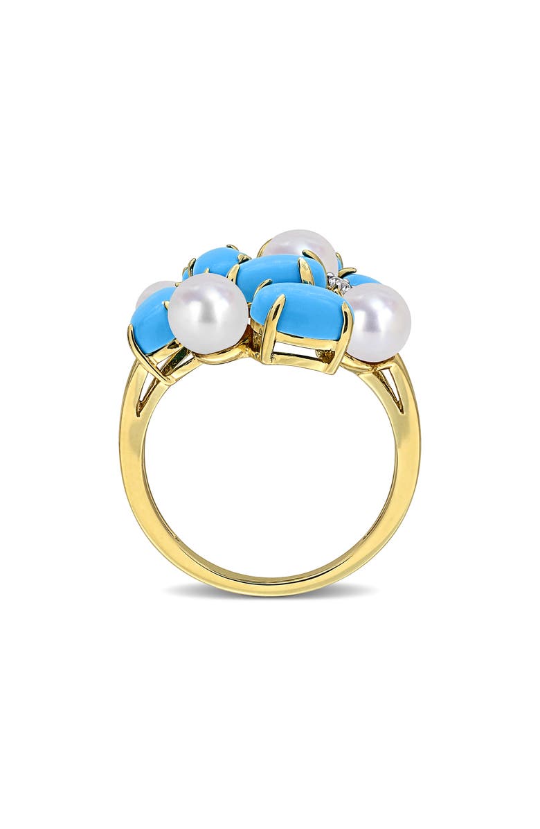 DELMAR Cultured Freshwater Pearl & Created Turquoise Cluster Ring, Alternate, color,