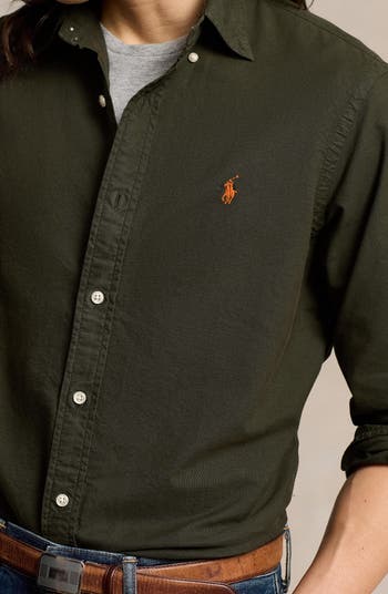 Solid Cotton Oxford Button-Down Shirt