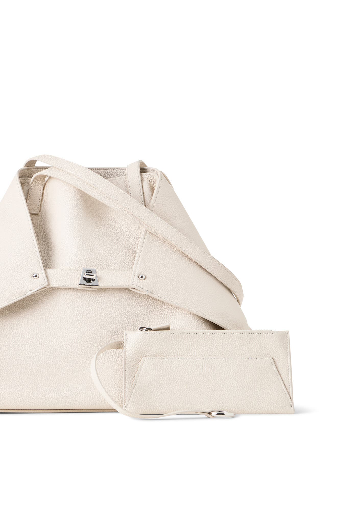 Akris Medium AI Calfskin Leather Tote, Alternate, color, Alabaster