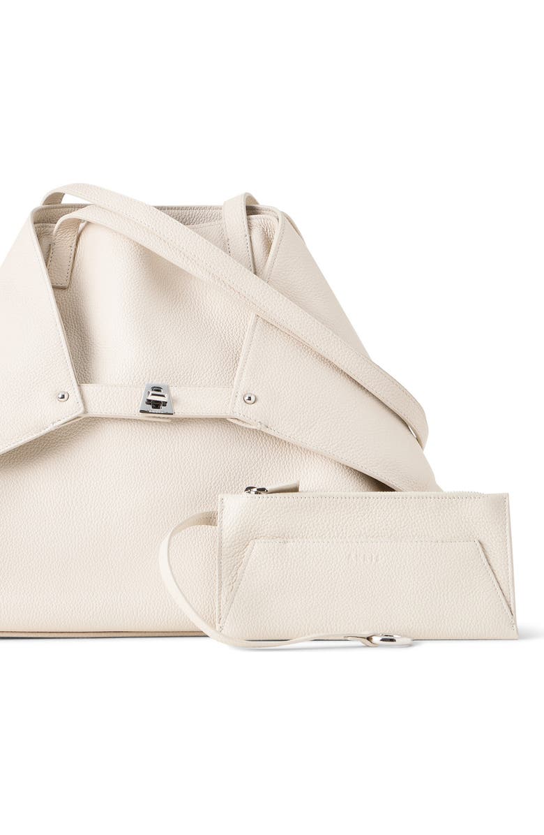 Akris Medium AI Calfskin Leather Tote, Alternate, color, Alabaster