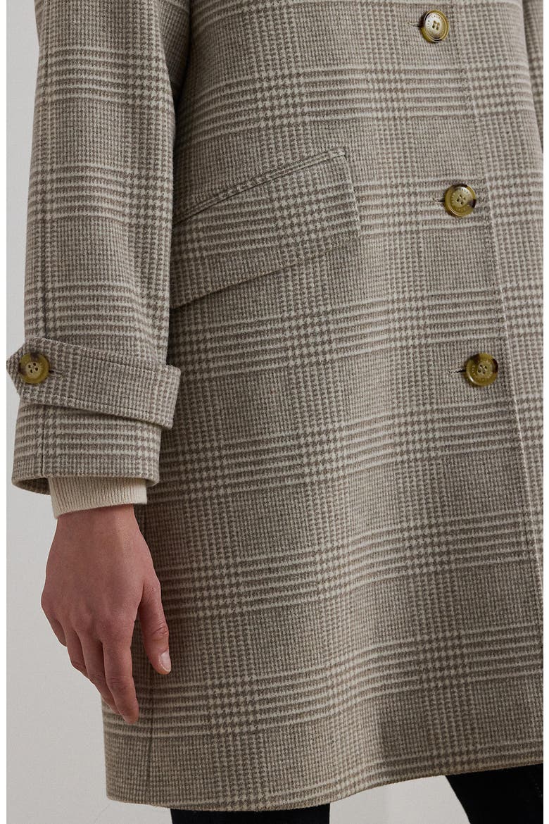 Plaid Longline Wool Blend Coat, Alternate, color, CAMEL/ CREAM PLAID