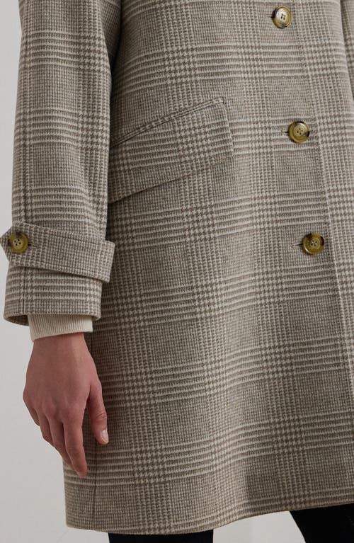 Ralph Lauren Lauren Plaid Longline Wool Blend Coat In Gray