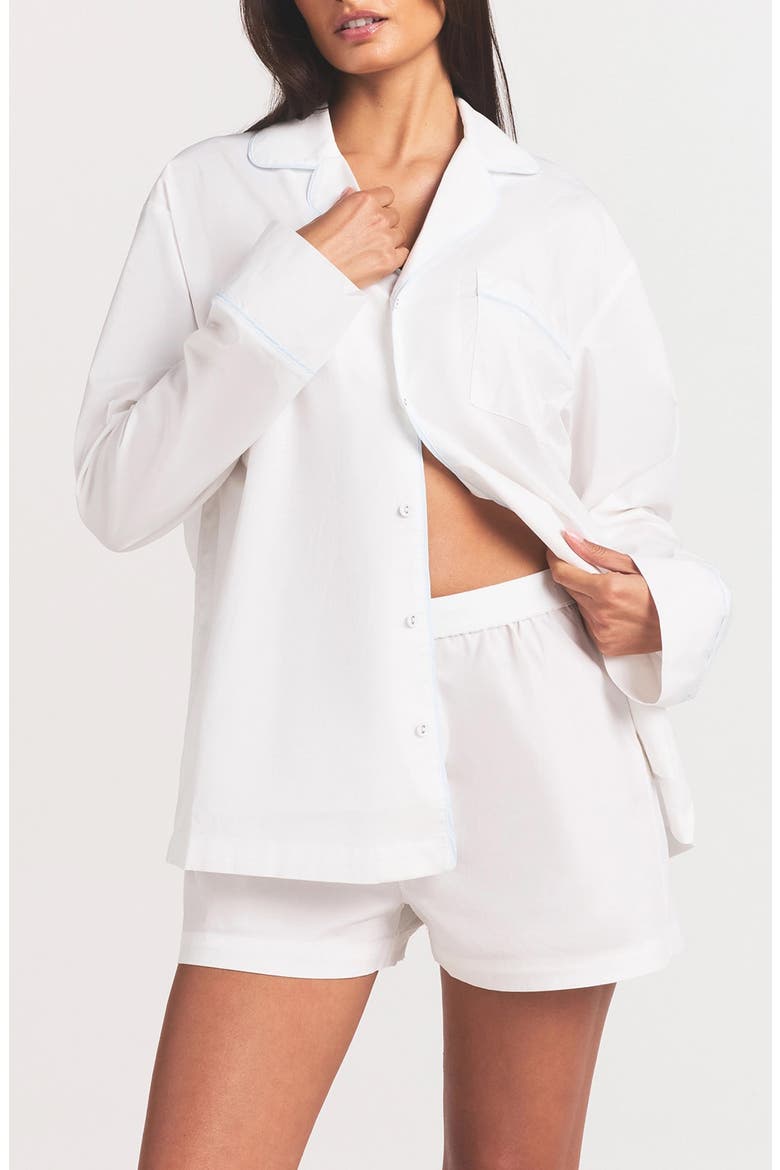 Cotton Poplin Boxer Sleep Set, Main, color, SNOW CONTRAST