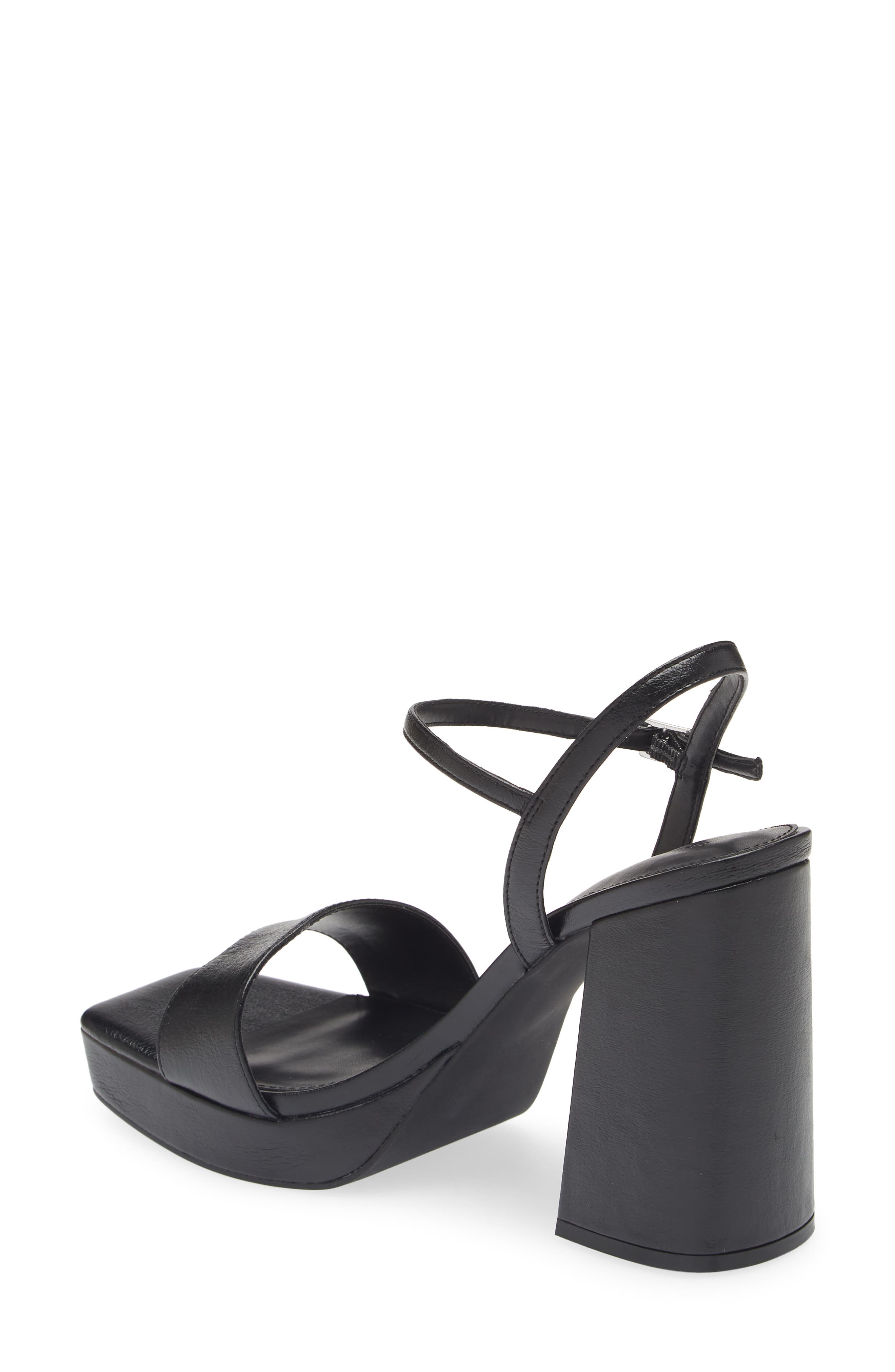 Open Edit Noella Ankle Strap Platform Sandal, Alternate, color, Black Metallic