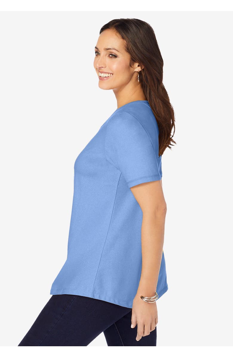 Jessica London Stretch Cotton Crisscross Strap Tee, Alternate, color, White Palm