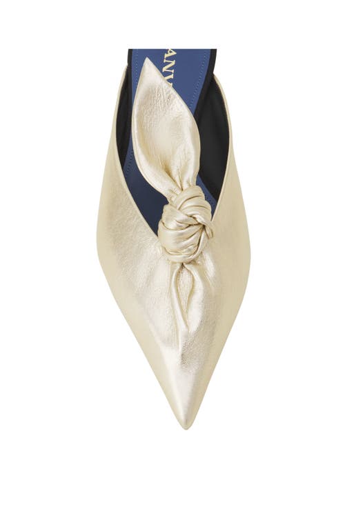 Lanvin Midnight Step Bow Mule In Metallic Leather In Gold