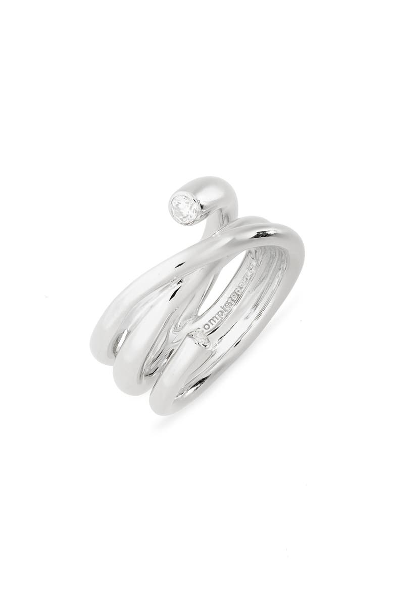 Coil Cubic Zirconia Ring, Main, color, SILVER PLATED