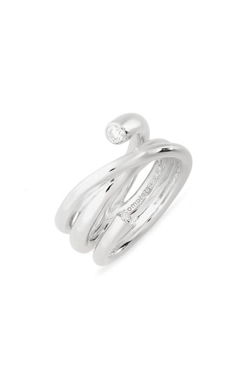 Completedworks Coil Cubic Zirconia Ring In Silver Plated