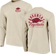 IMAGE ONE Men's Natural Arkansas Razorbacks Comfort Colors Mascot Overlay Long Sleeve T-Shirt