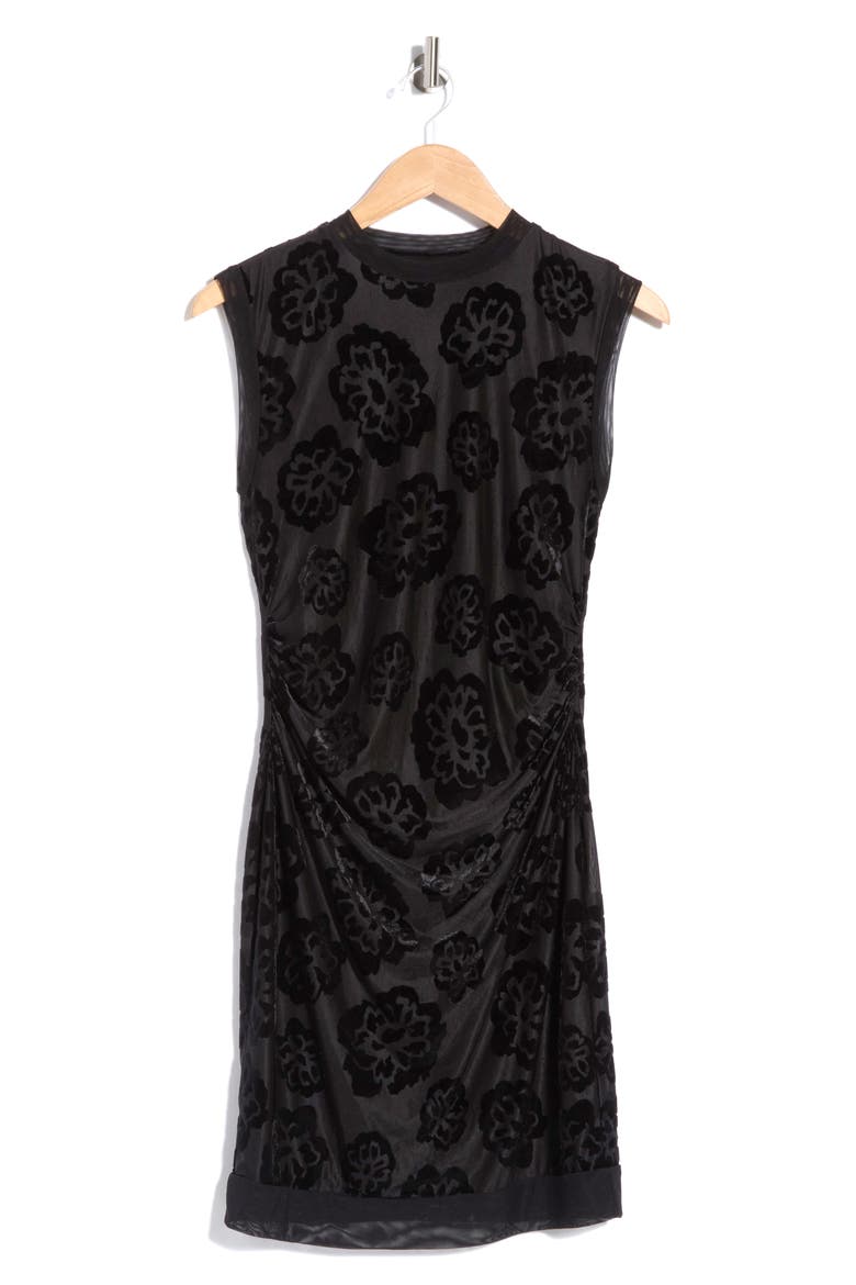 Sutton Floral Jacquard Mesh Dress, Alternate, color, BLACK