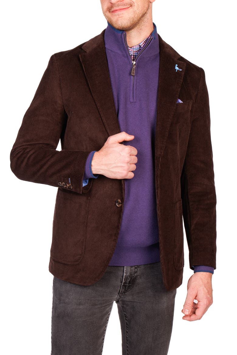 Modern Fit Solid Fine Wale Corduroy Sport Coat, Alternate, color, BROWN