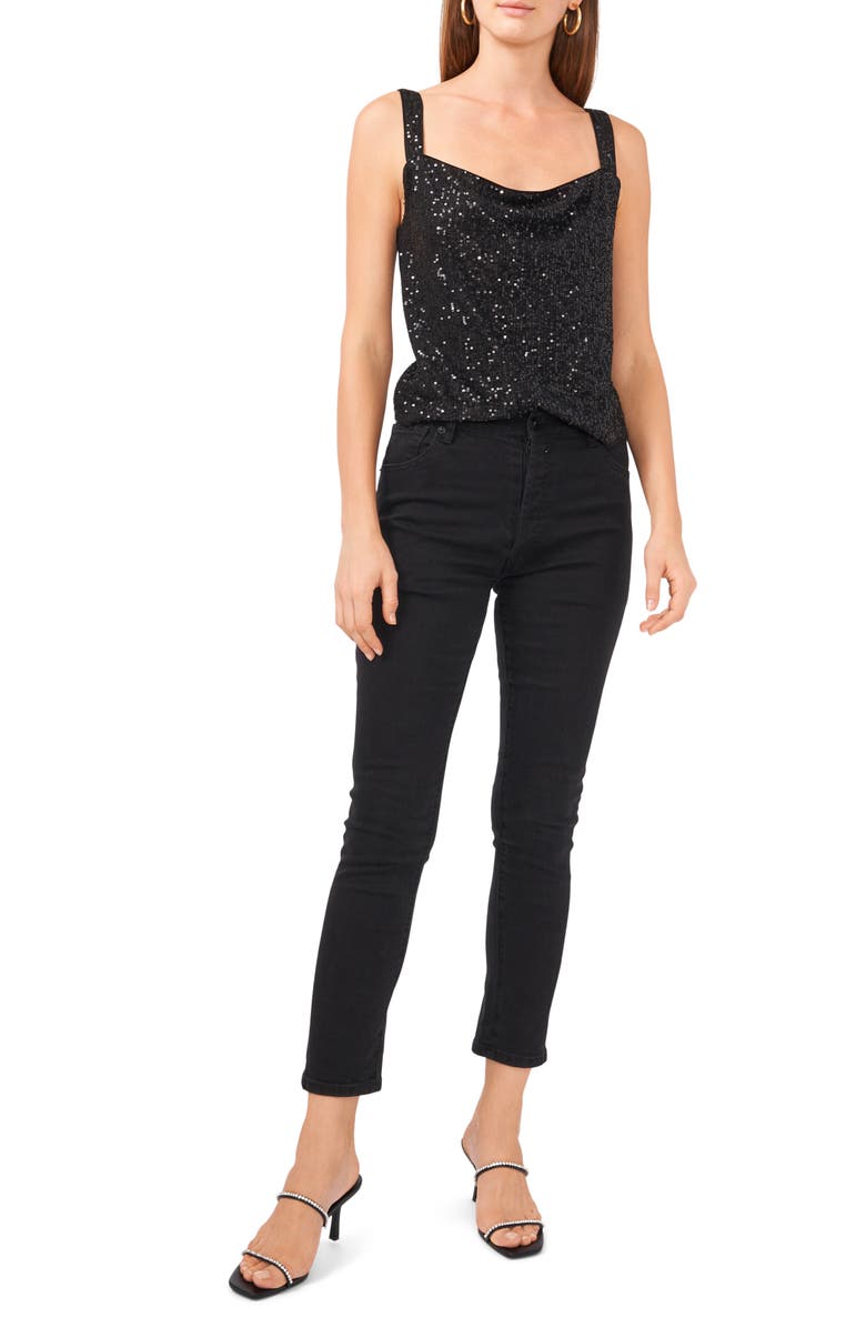 1.STATE Wide Strap Drape Neck Sequin Tank, Alternate, color,