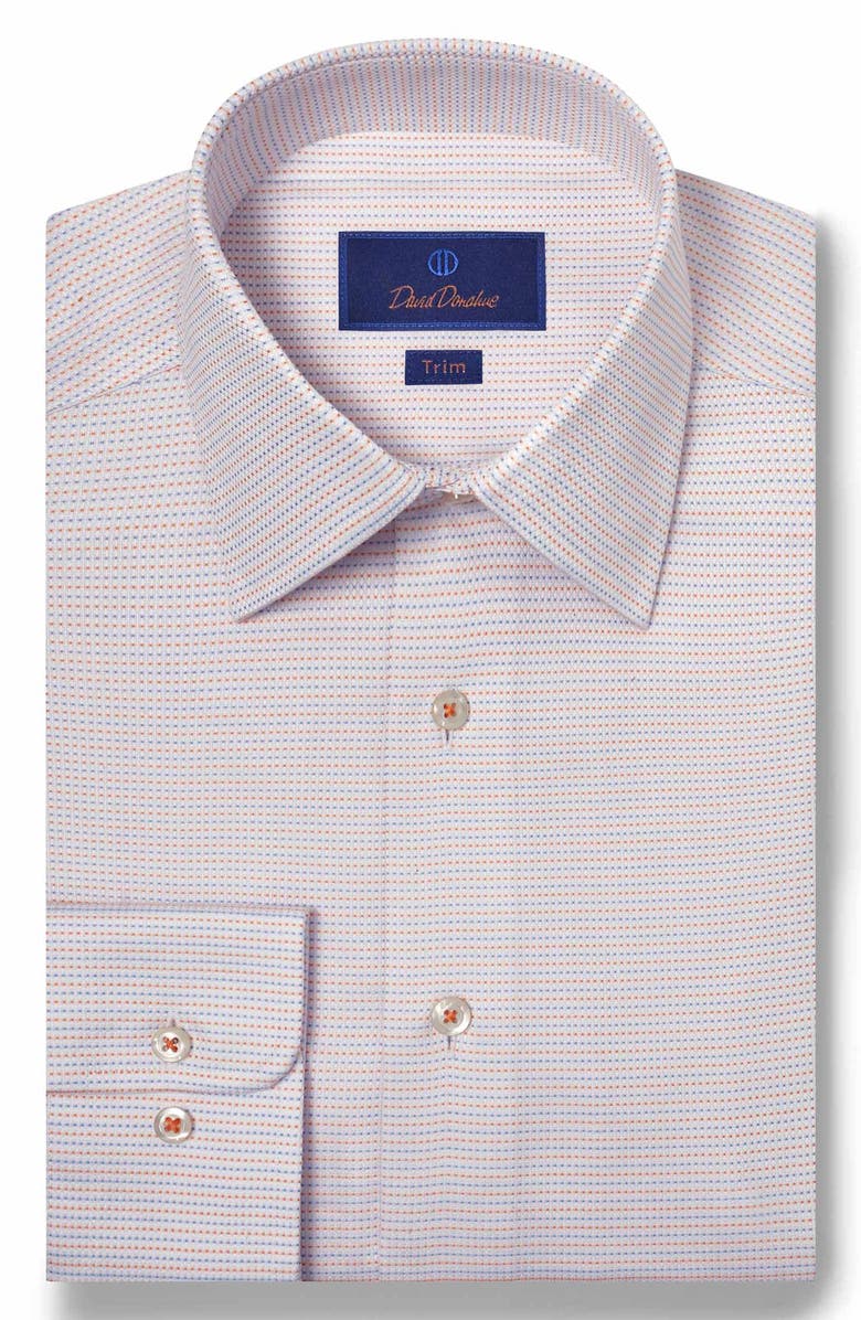David Donahue Trim Fit Micro Dobby Dot Dress Shirt, Main, color, 