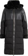 Sam Edelman Mixed Media Faux Shearling Puffer Coat with Removable Hood