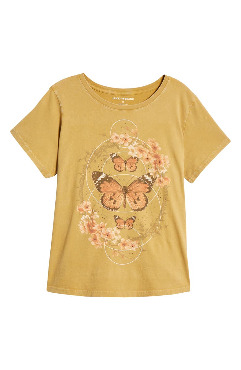 Lucky Brand Butteryfly Frame Graphic T-Shirt, Alternate, color, Mustard Gold