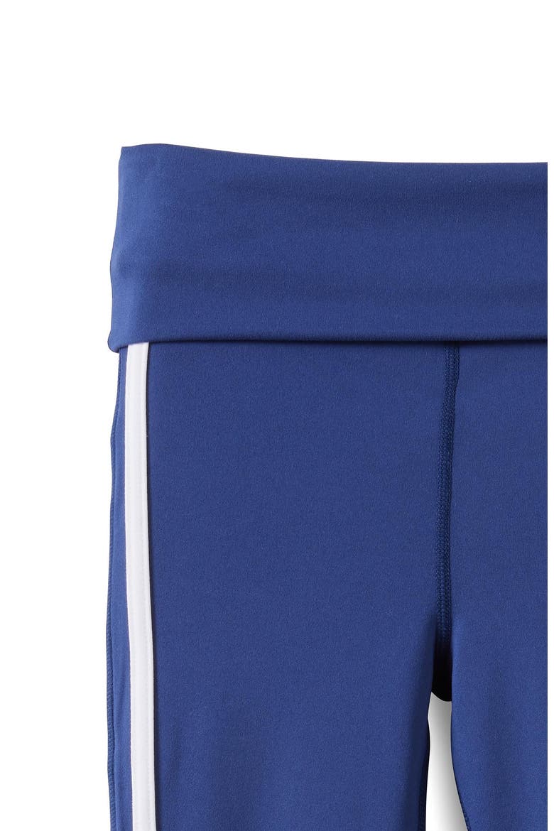 Kid's Soft Stretch Fold Over Flare Legging, Alternate, color, Denim Navy White Stripe