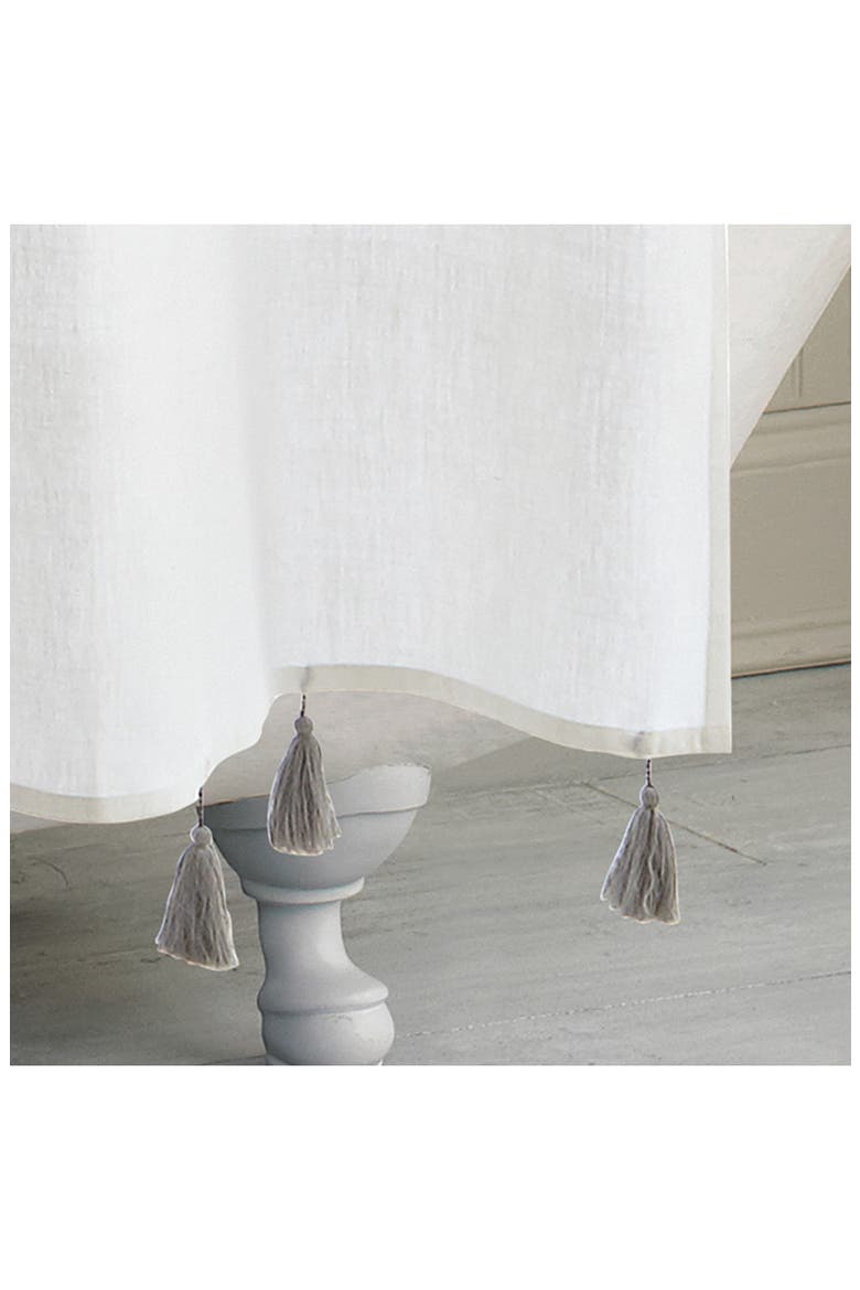 Panama Stripe Shower Curtain, Alternate, color, GREY
