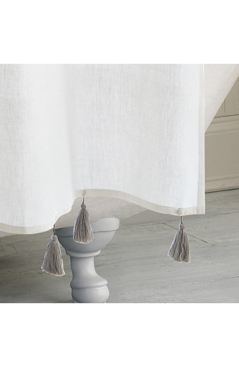 Peri Home Panama Stripe Shower Curtain, Alternate, color, Grey