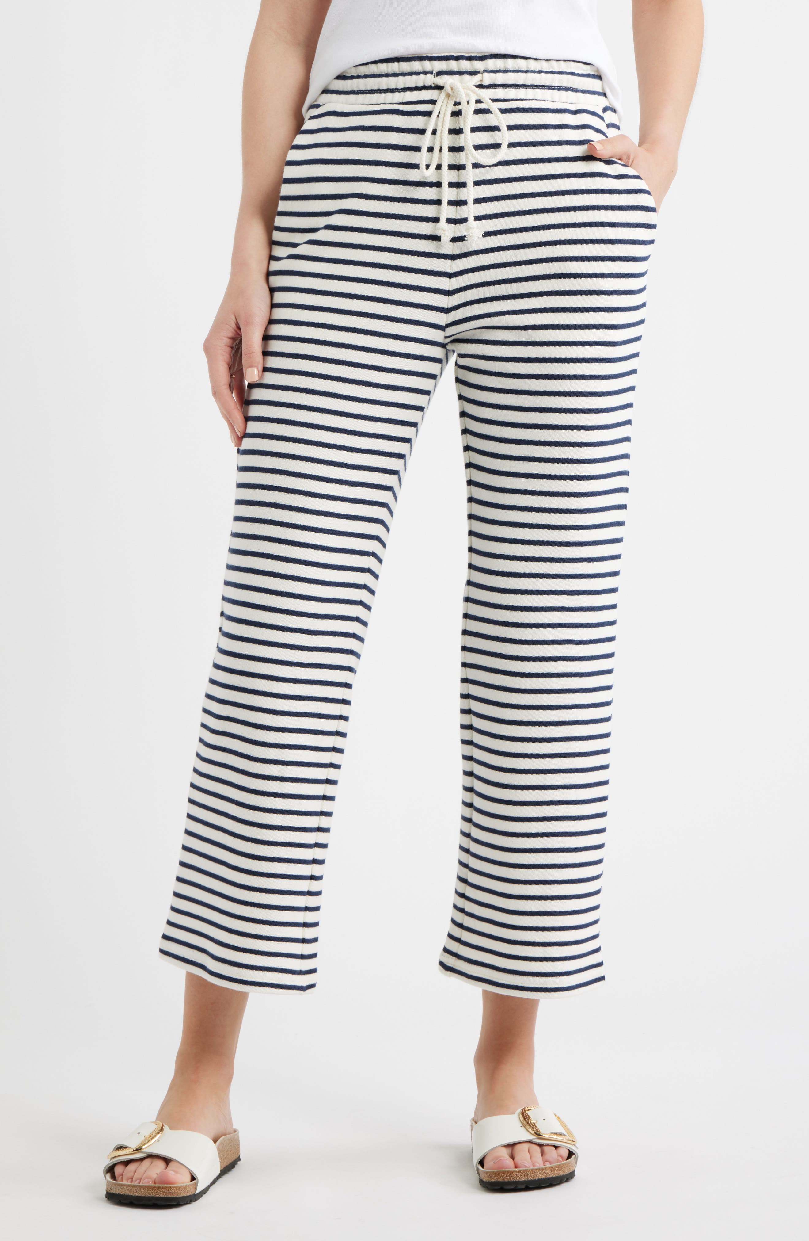 Cotton Blend French Terry Drawstring Pants - image 3