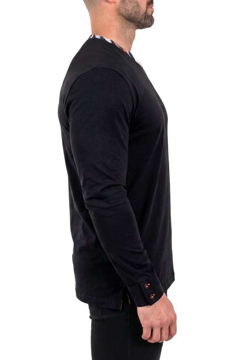 Edison Stretch Cotton Long Sleeve V-Neck T-Shirt, Alternate, color, BLACK