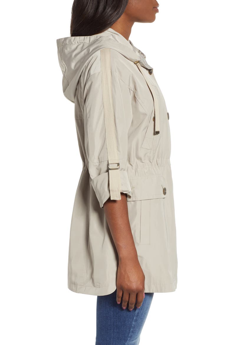 Fitted Hooded Raincoat, Alternate, color, RATTAN