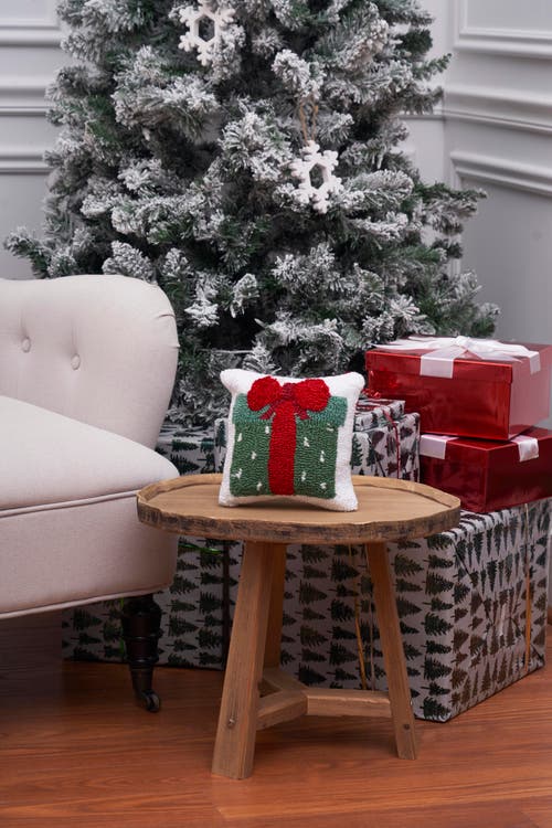 C & F Home C&f Home Dotted Present Hooked Christmas Throw Pillow, 8" X 8" In Multi