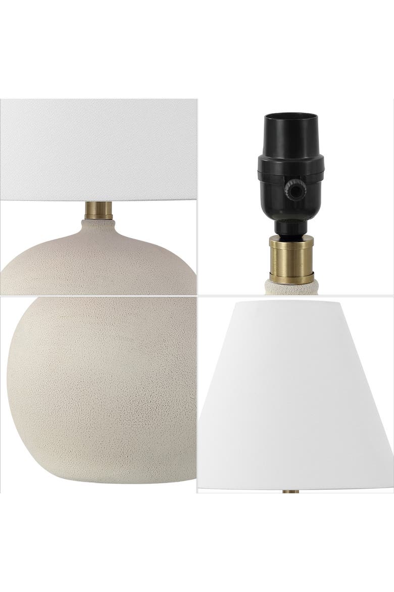 Asher 18.25" Minimalist Scandinavian Resin/Iron Gourd LED Table Lamp, Alternate, color, Matte Cream