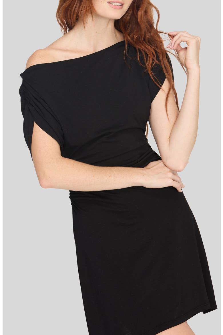 Violeta Asymmetrical Minidress, Alternate, color, BLACK