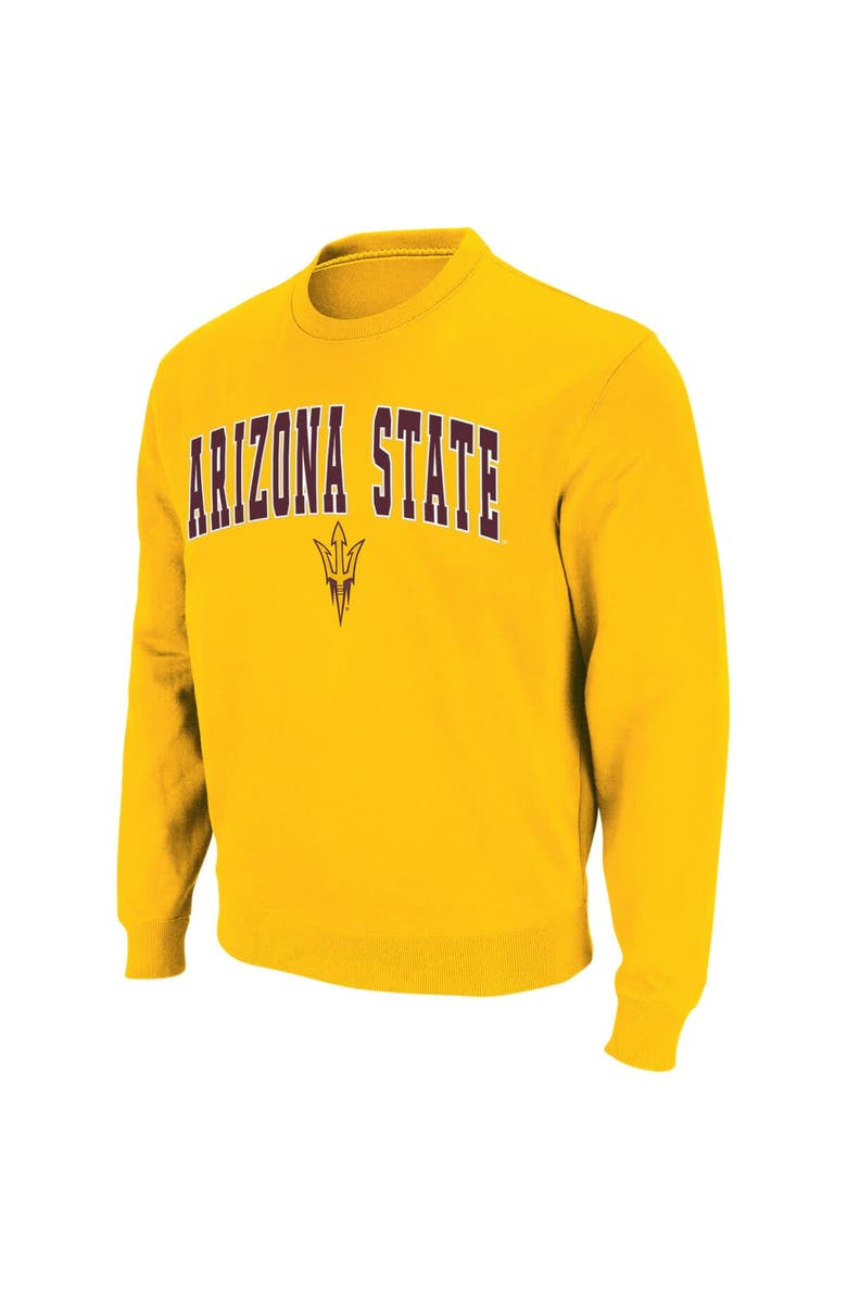 COLOSSEUM Men's Colosseum Gold Arizona State Sun Devils Arch & Logo Crew Neck Sweatshirt, Alternate, color, Gold