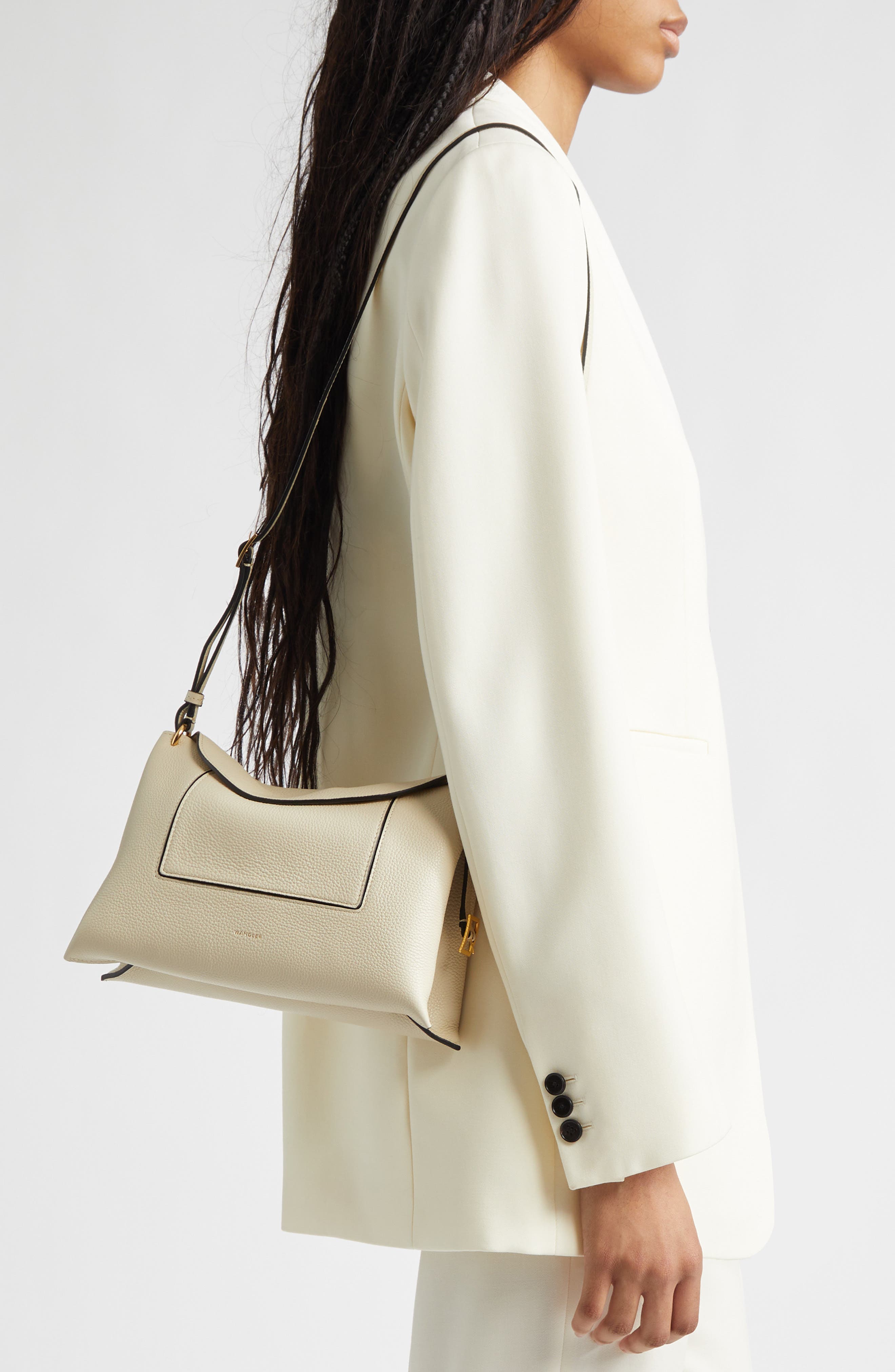 Wandler Penelope Slouch Leather Shoulder Bag, Alternate, color, Beige Crust 1338