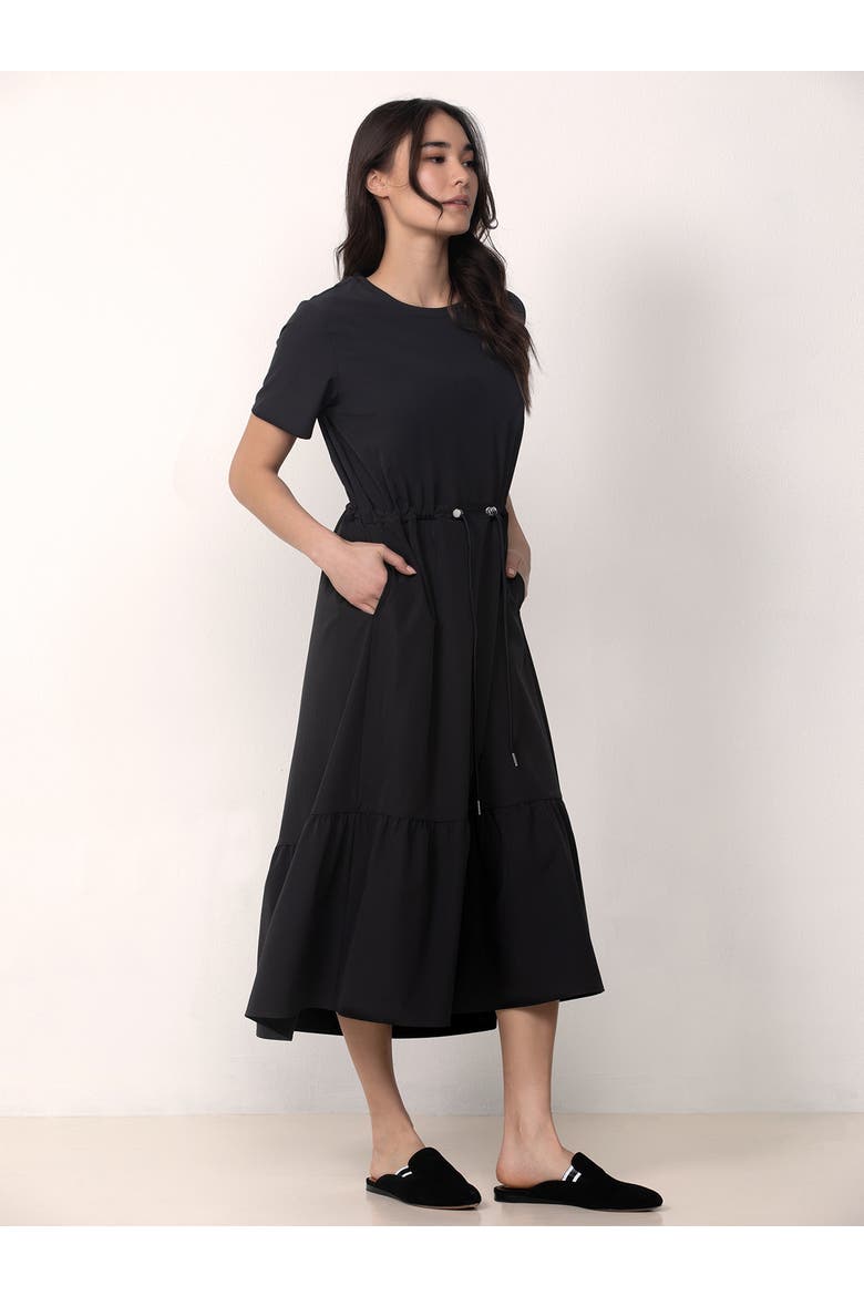 Tiered Midi Dress, Alternate, color, Black