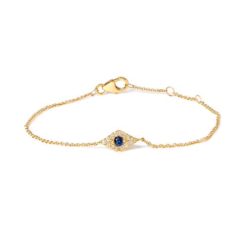 Haus of Brilliance 10K Yellow Gold Blue Sapphire and Diamond Accent Evil Eye Station Link Bracelet at Nordstrom