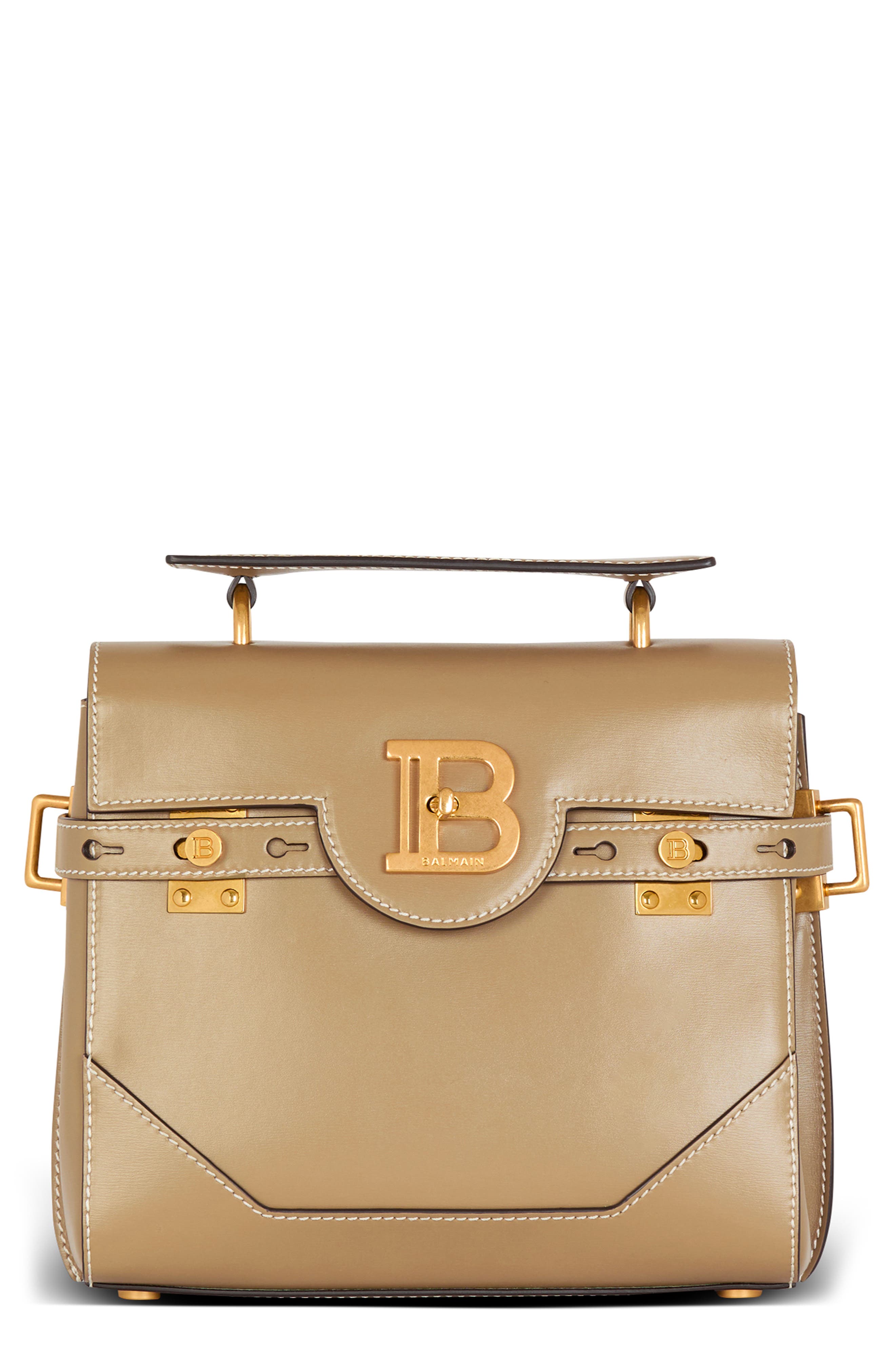 Balmain B-Buzz 23 Leather Top Handle Bag, Main, color, 