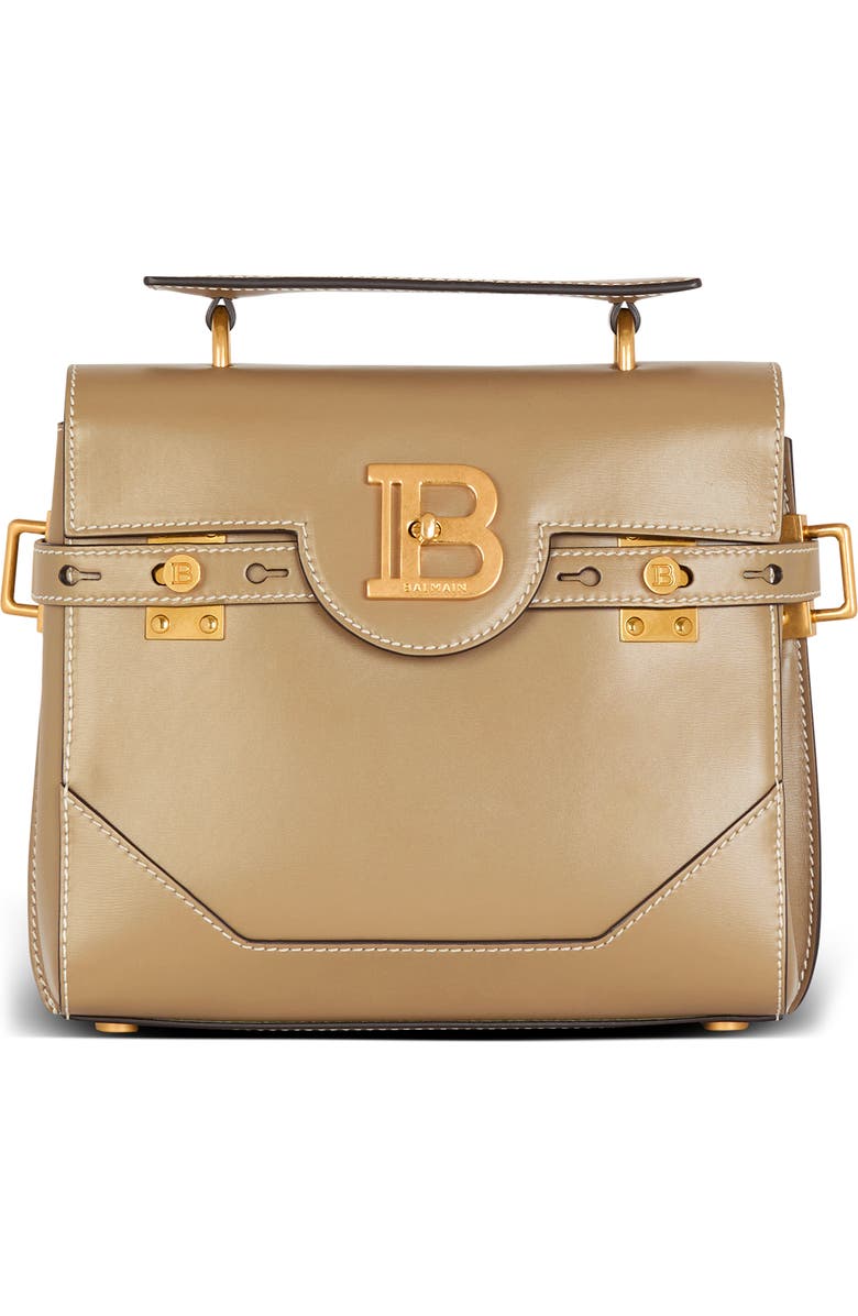 Balmain B-Buzz 23 Leather Top Handle Bag, Main, color,