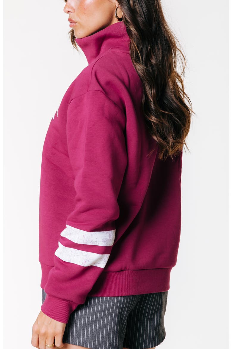Varsity Logo Relaxed Zip Sweat, Alternate, color, Bordeaux