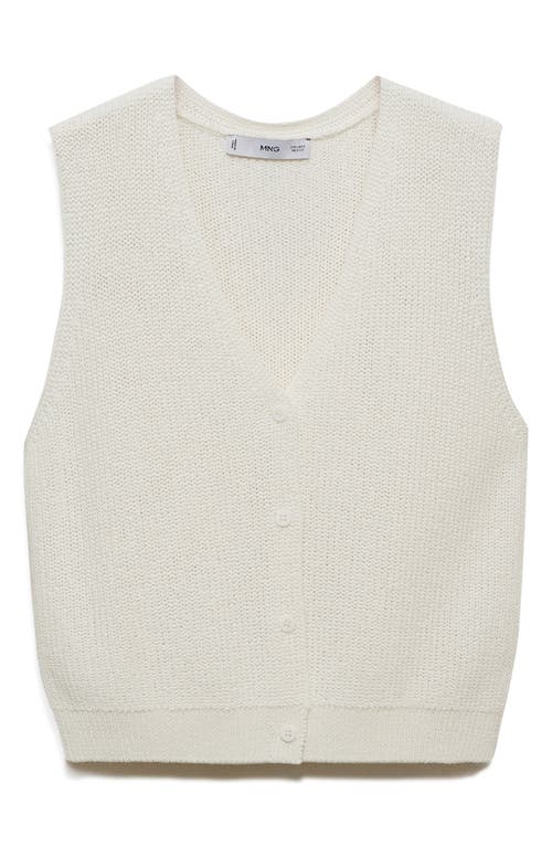 Mango Open Knit Sweater Vest In White