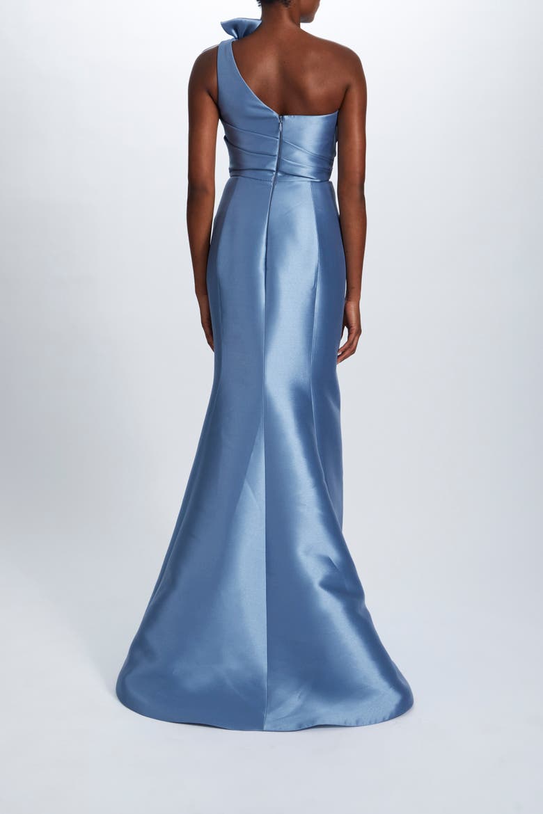 Mikado Draped Bodice Gown, Alternate, color, Smoky Blue
