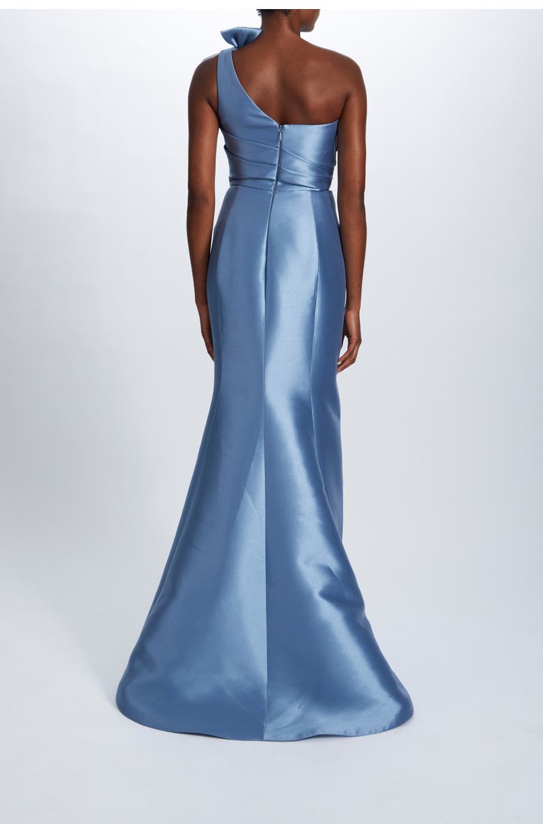 Amsale Mikado Draped Bodice Gown, Alternate, color, Smoky Blue