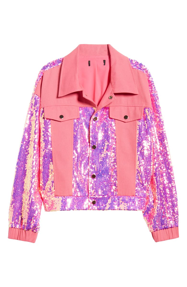 AZALEA WANG Sequin Denim Jacket, Alternate, color,