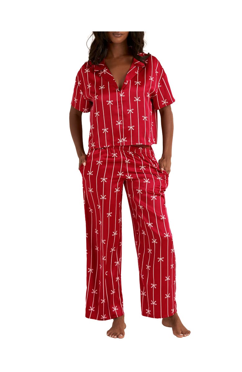 Adore Me Verity Pajama Set, Main, color, Stripe Red