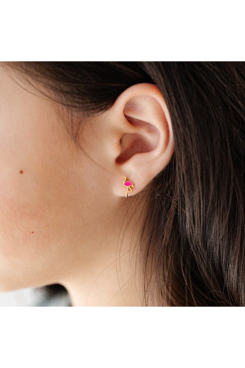Flamingo Stud Earring, Alternate, color, Pink