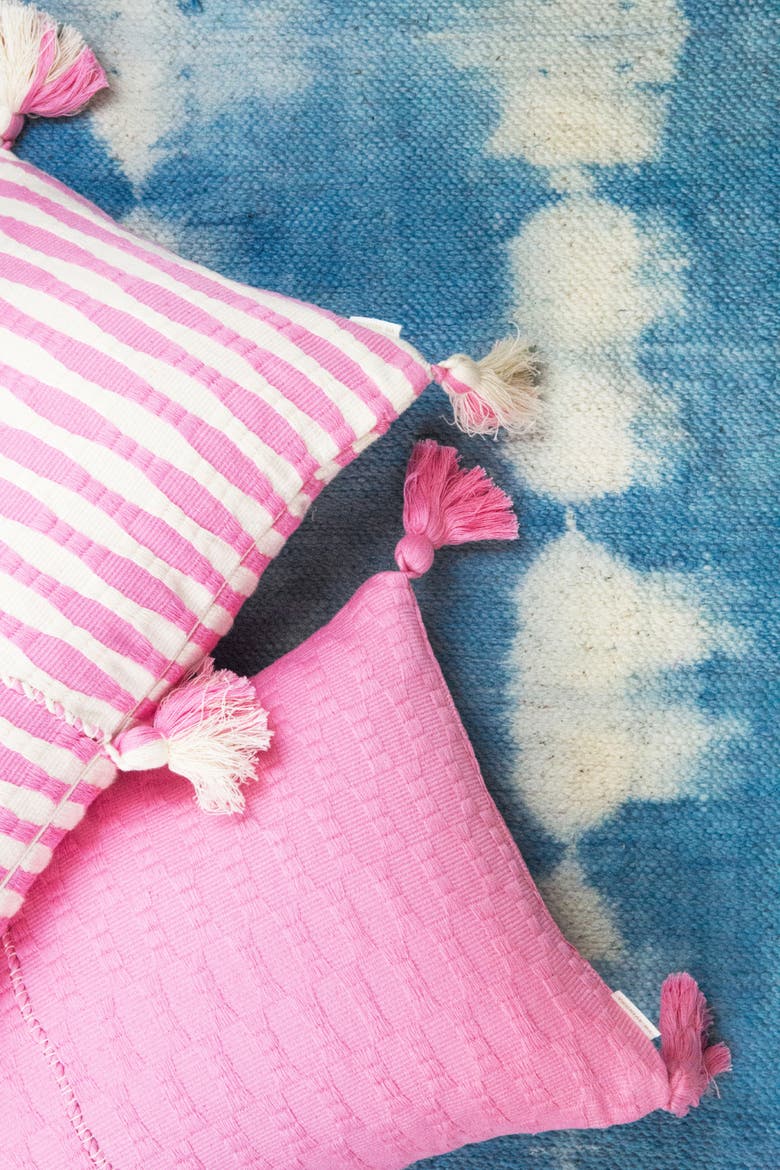 Antigua Classic Solid Handwoven Cotton Throw Pillow, Alternate, color, Bubblegum Pink
