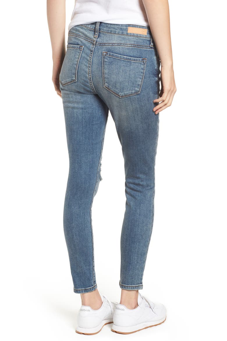 Distressed Skinny Jeans, Alternate, color, LIGHT WASH