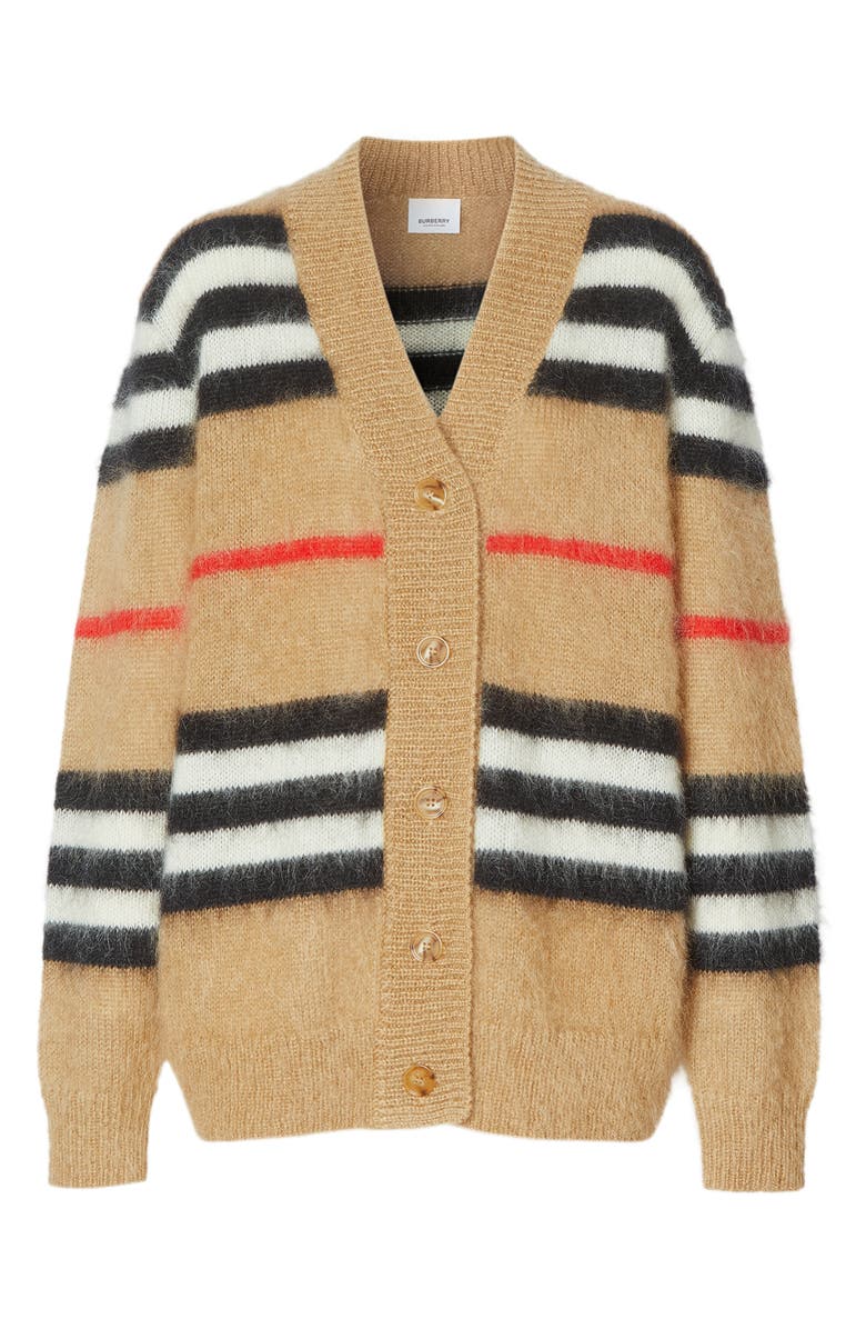 Burberry Gamtoos Icon Stripe Mohair Blend Cardigan, Alternate, color, 
