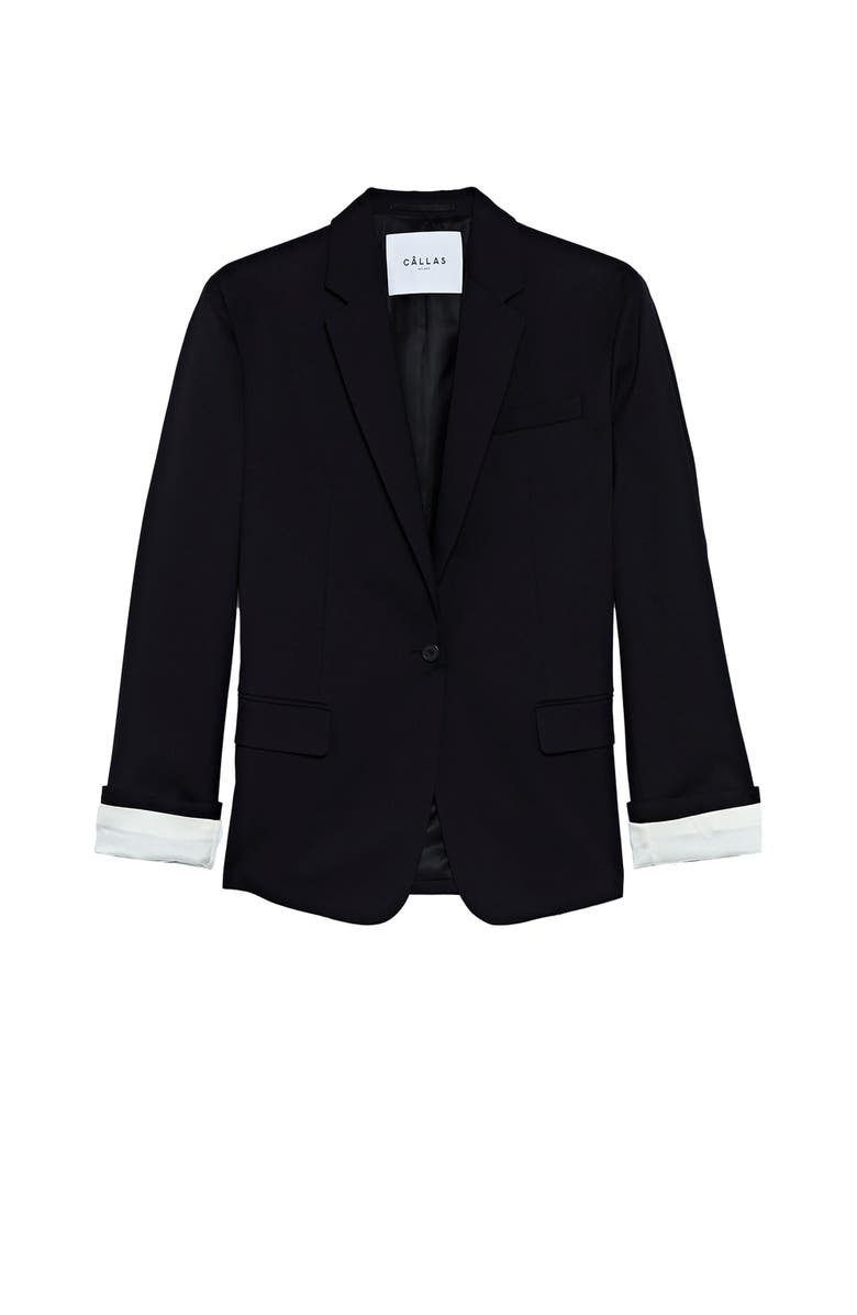 Callas Milano Denis Oversized Blazer with Contrast Cuff Sleeve, Main, color, Black