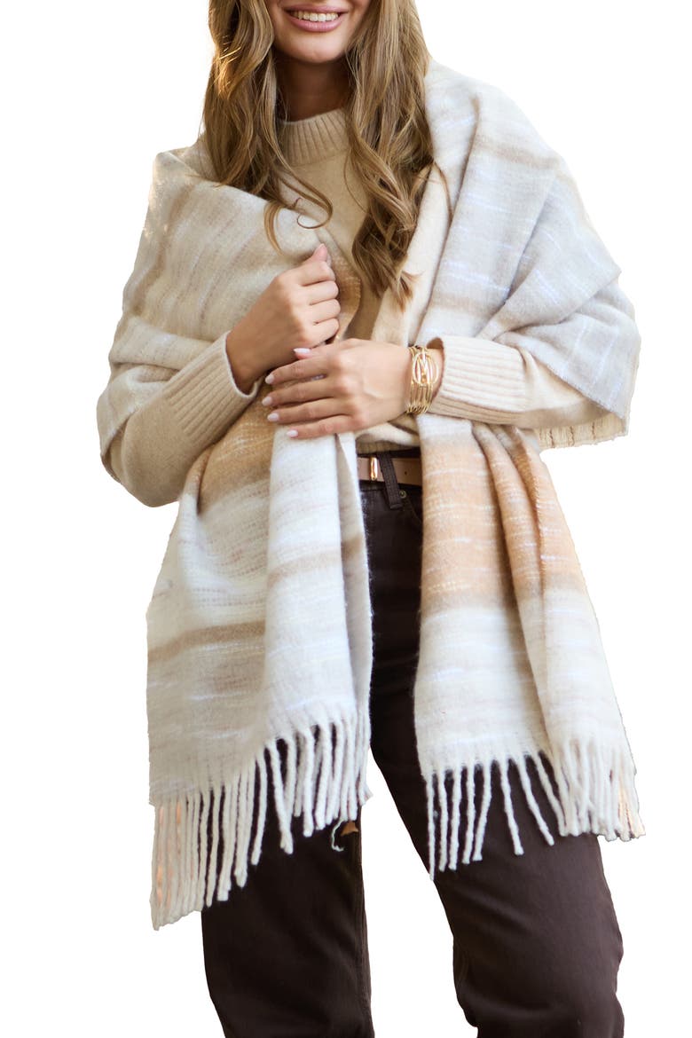 Stripe Oversize Scarf, Main, color, NATURAL