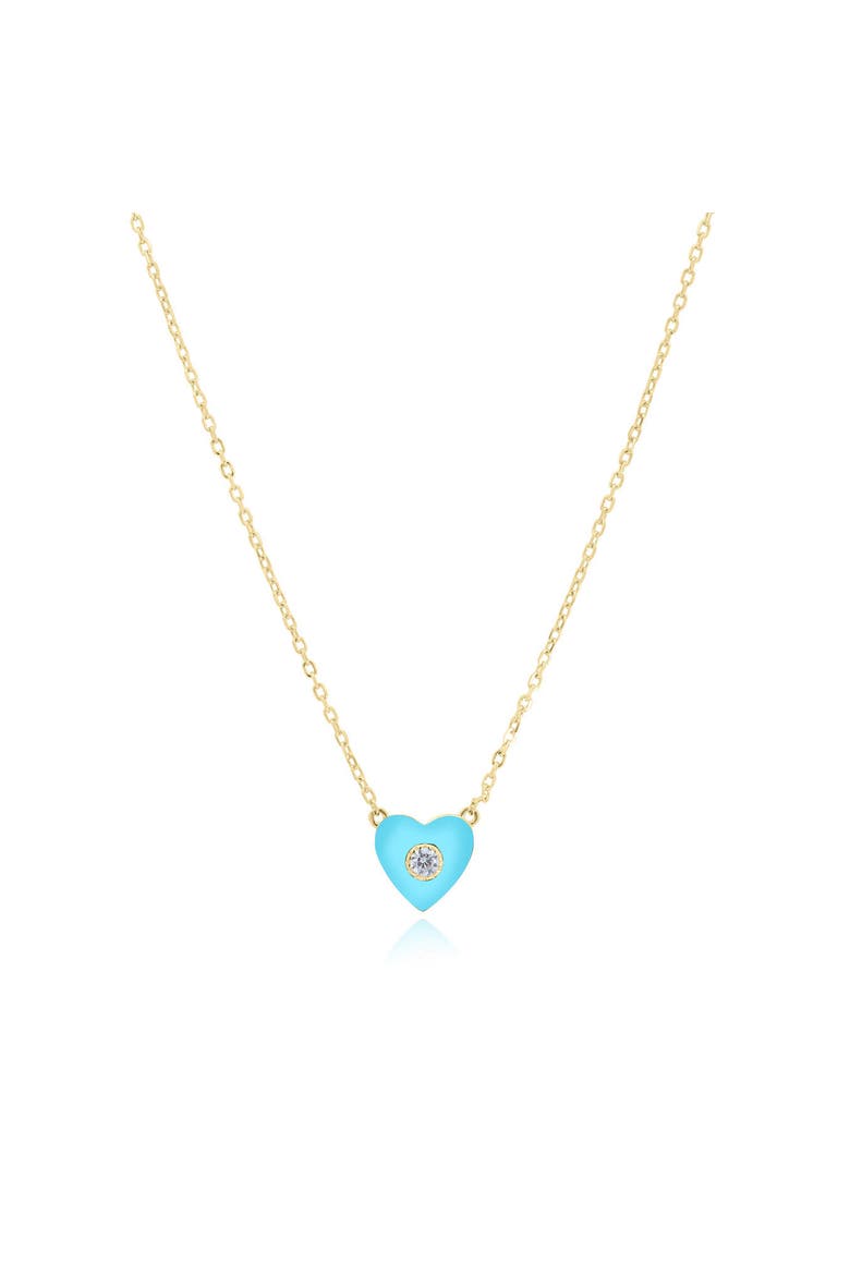 Turquoise CZ Single Heart Necklace, Main, color, Turquoise