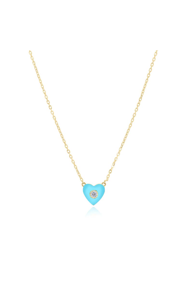 The Lovery Fine Jewelry Turquoise CZ Single Heart Necklace, Main, color, Turquoise
