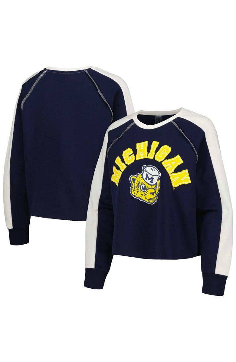 GAMEDAY COUTURE Women's Gameday Couture Navy Michigan Wolverines Blindside Raglan Cropped Pullover Sweatshirt, Main, color, Navy