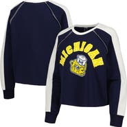 GAMEDAY COUTURE Women's Gameday Couture Navy Michigan Wolverines Blindside Raglan Cropped Pullover Sweatshirt